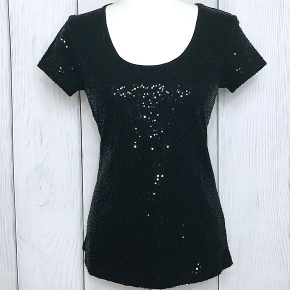 Kiara Tops - Kiara Black Sequence Sparkle Black Top